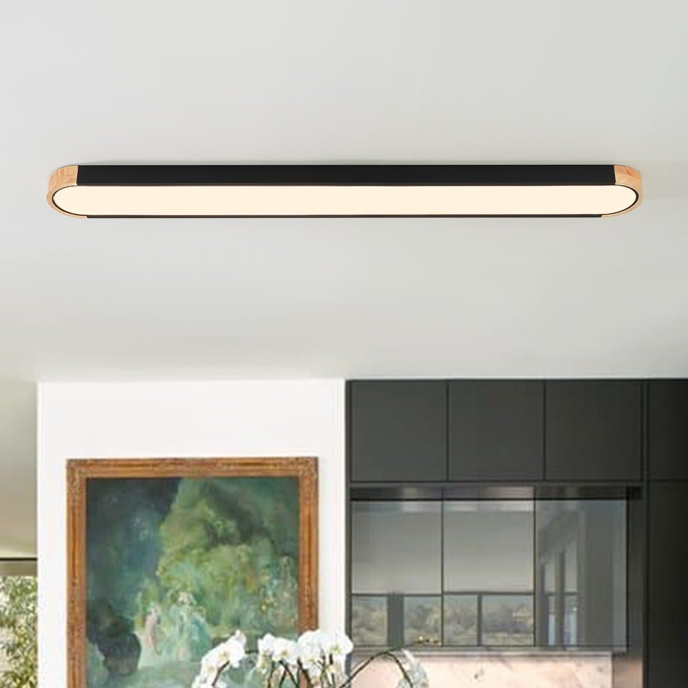 Oval Led Flush Mount With Wood Accent – alternative view 6