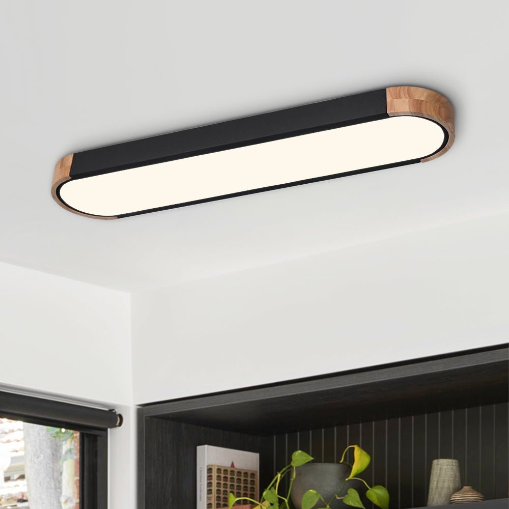 Oval Led Flush Mount With Wood Accent – alternative view 4