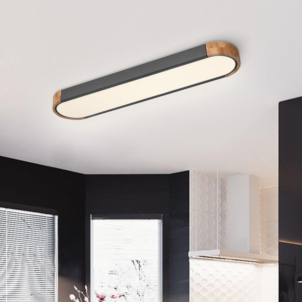 Oval Led Flush Mount With Wood Accent – alternative view 3