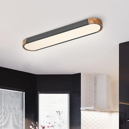 Oval Led Flush Mount With Wood Accent – alternative view 3
