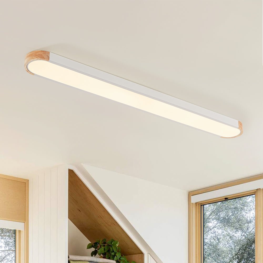 Oval Led Flush Mount With Wood Accent – alternative view 8