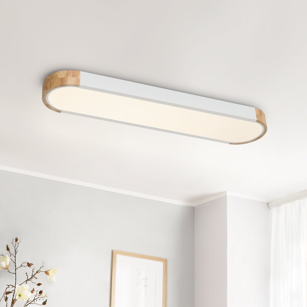Oval Led Flush Mount With Wood Accent – Everden Living