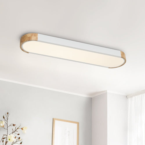 Oval Led Flush Mount With Wood Accent – Everden Living