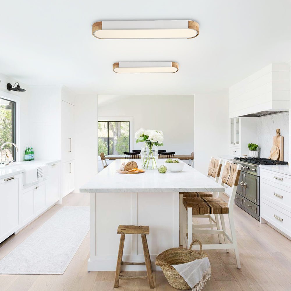 Oval Led Flush Mount With Wood Accent – alternative view 5