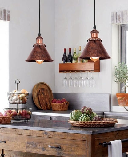 Farmhouse Single Rustic Copper Pendant Light – alternative view 2